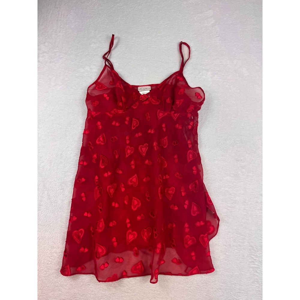 Secret Treasures Red Heart Sheer Mesh Babydoll Chemise Lingerie 13014 Small
